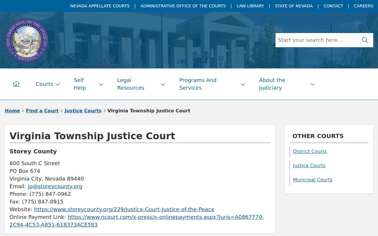 Storey County municipal court warrant actual lower court