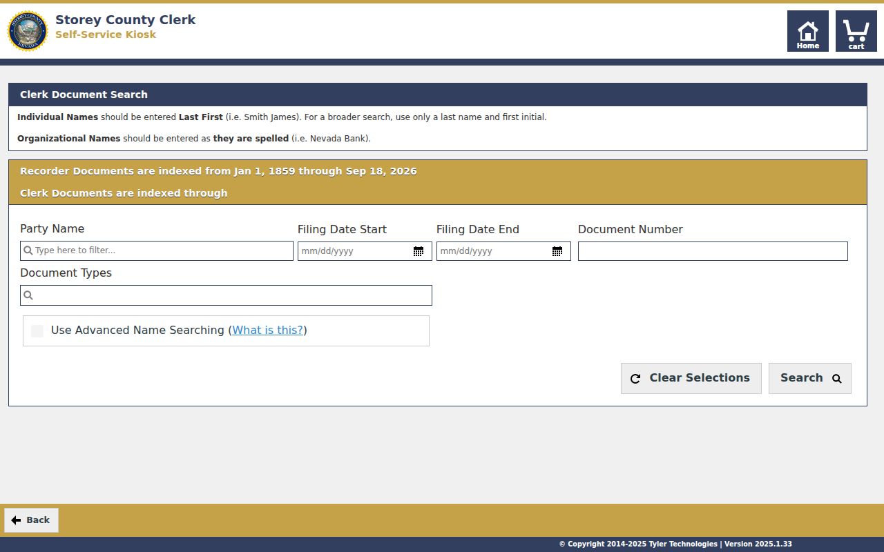 Storey County warrant search Clerk document index