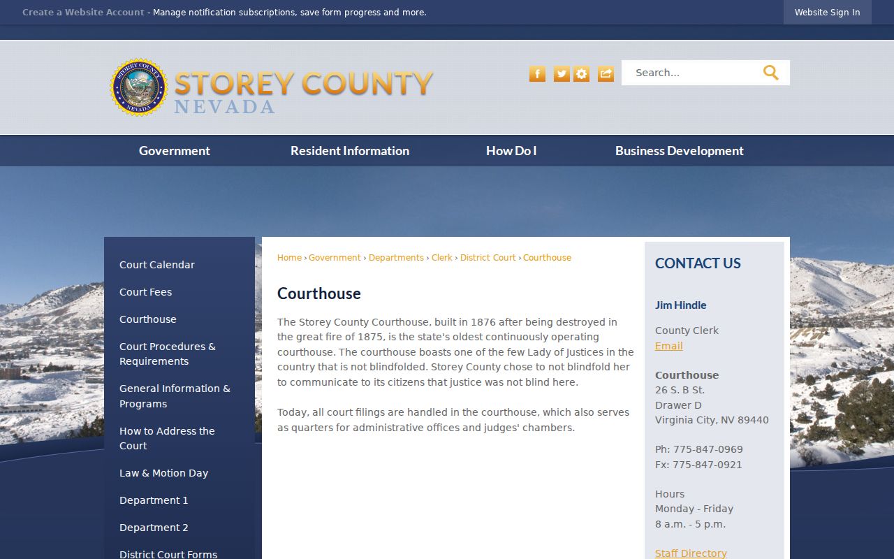 Storey County historic courthouse and warrant records access