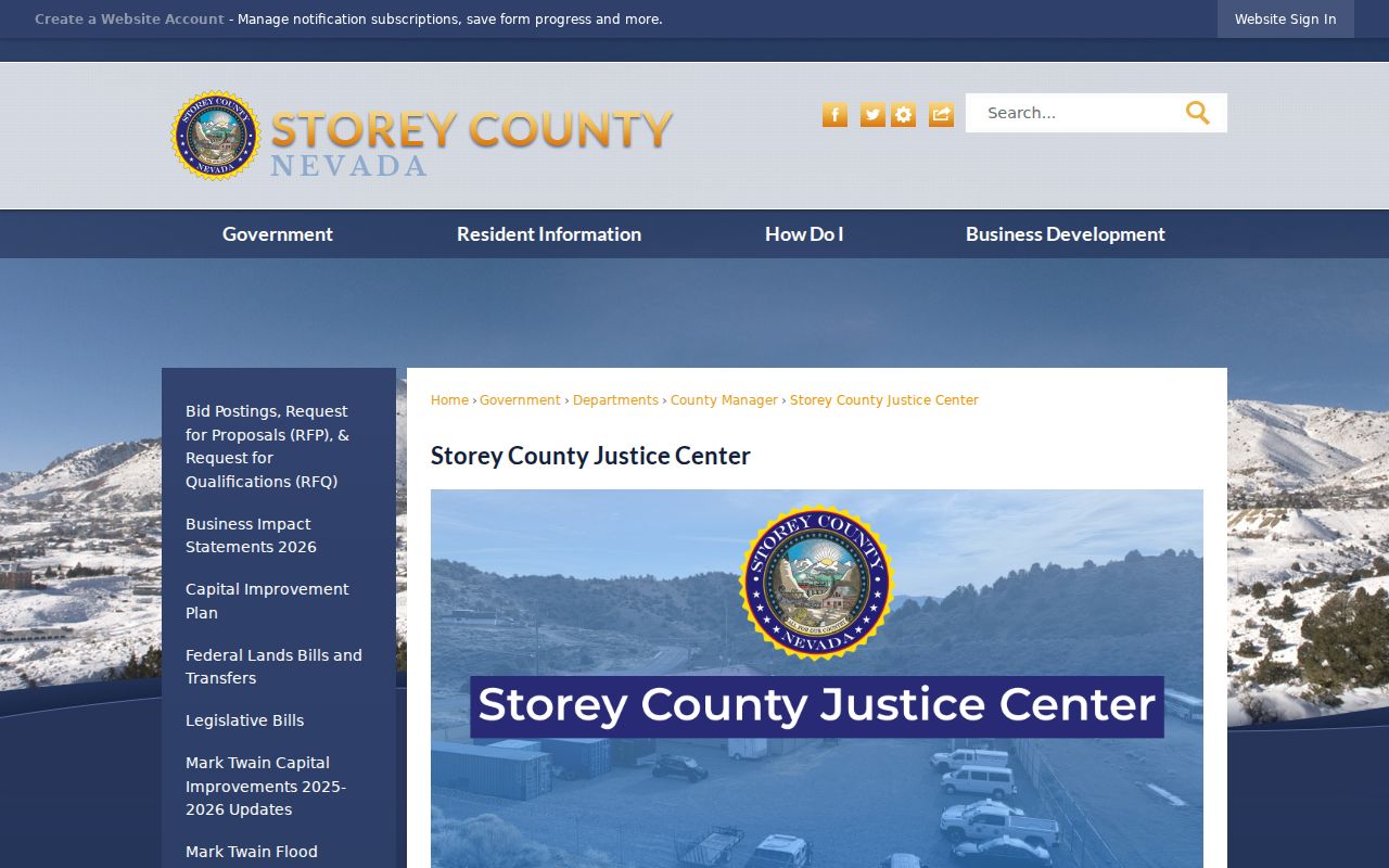 Storey County Justice Center access context for warrant records